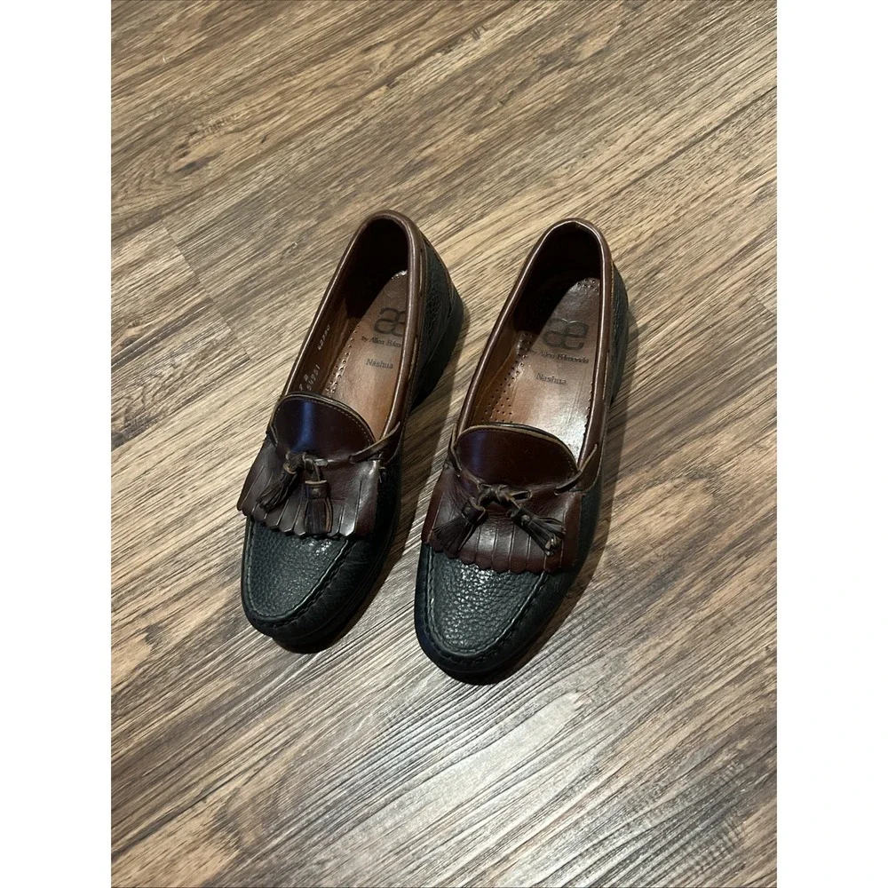 Allen Edmonds Nashua Tassel Kiltie Loafers Black Brown Two Tone Leather Mens 9D